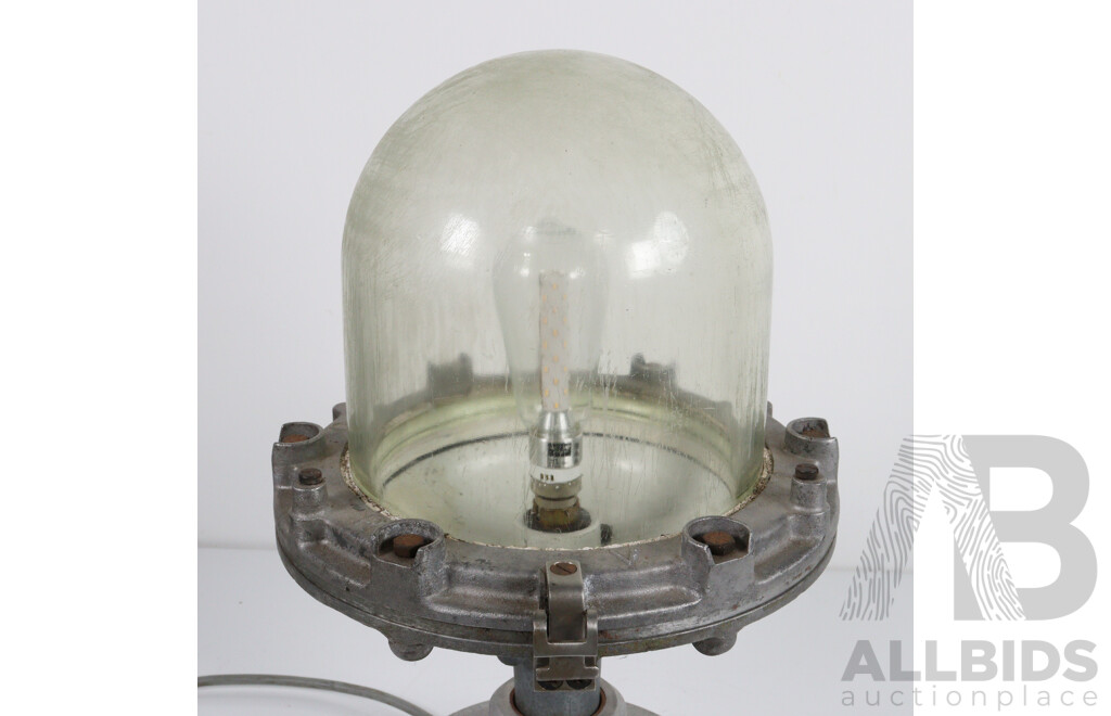 Converted Vintage Factory Lamp on Cast Iron Base