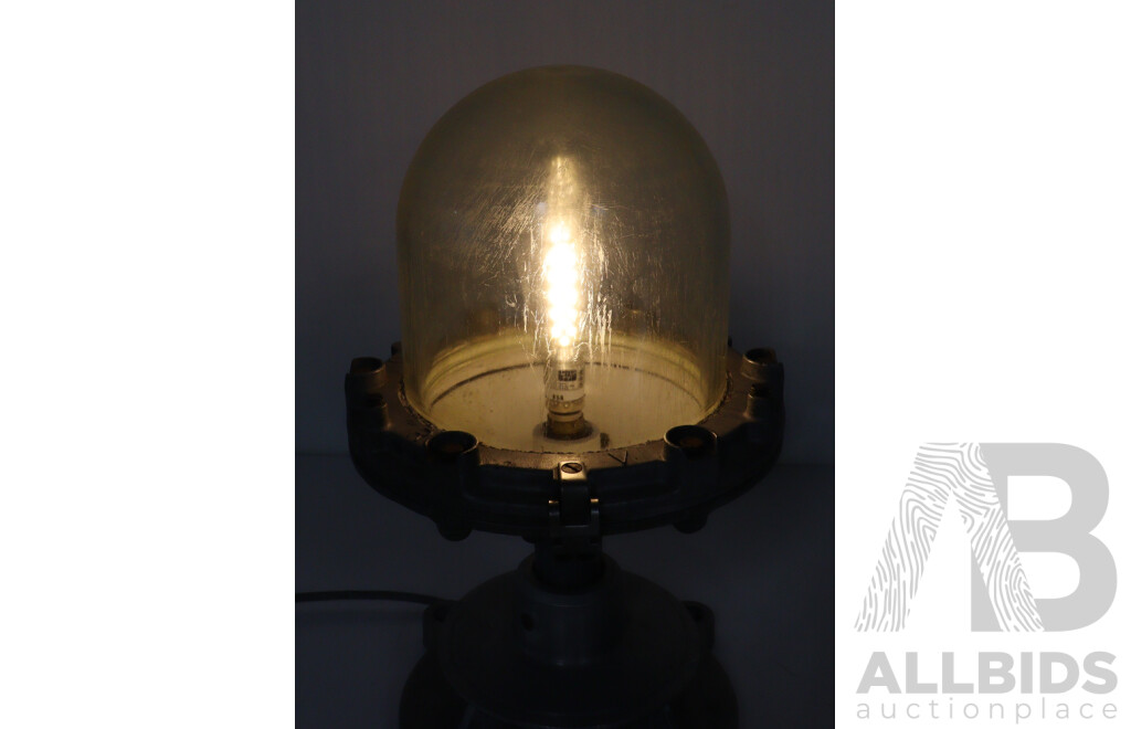 Converted Vintage Factory Lamp on Cast Iron Base