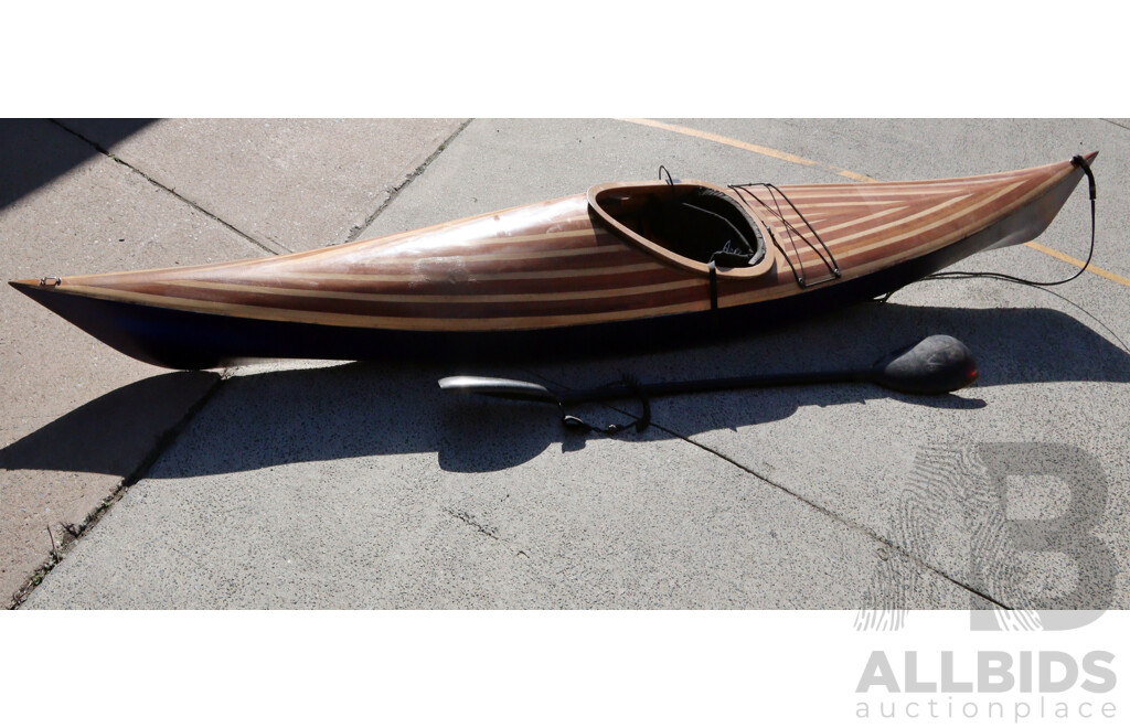 Large Vintage Fibreglass Kayak with Paddle