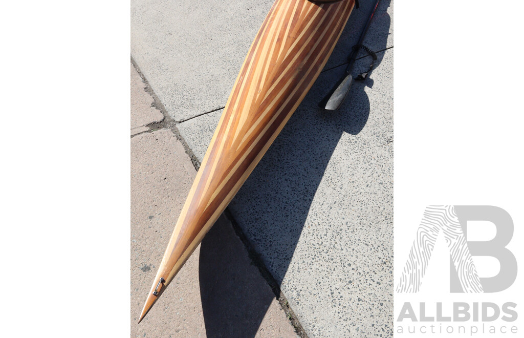 Large Vintage Fibreglass Kayak with Paddle