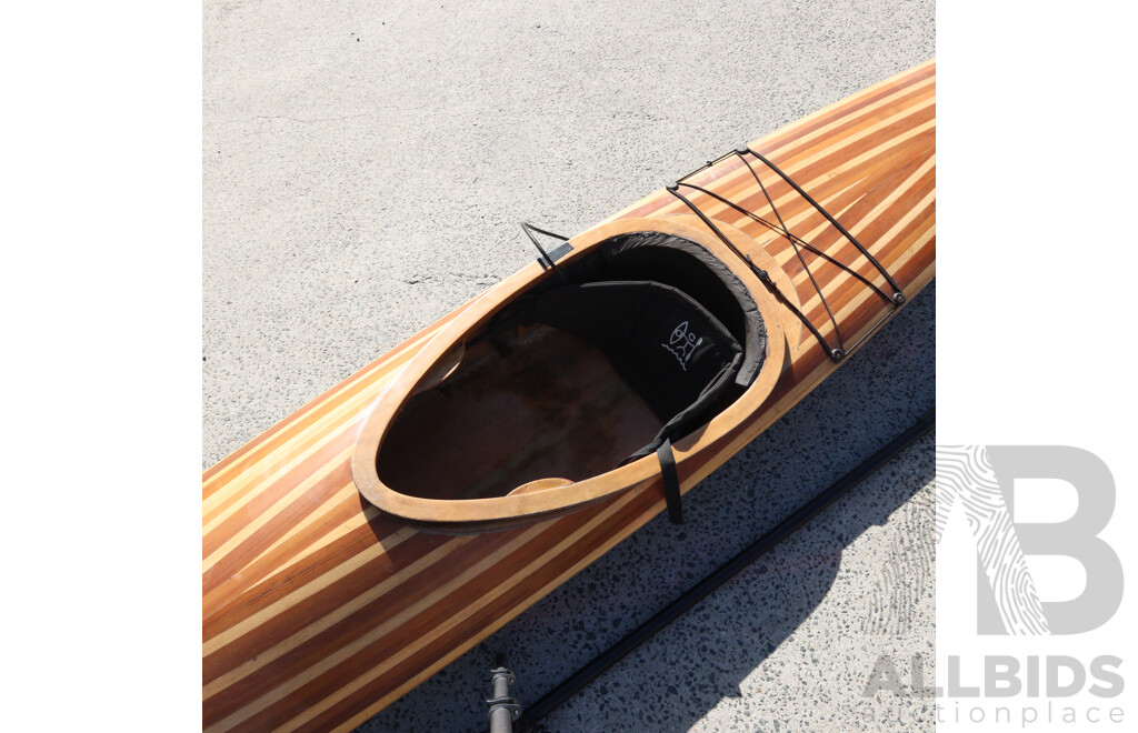 Large Vintage Fibreglass Kayak with Paddle