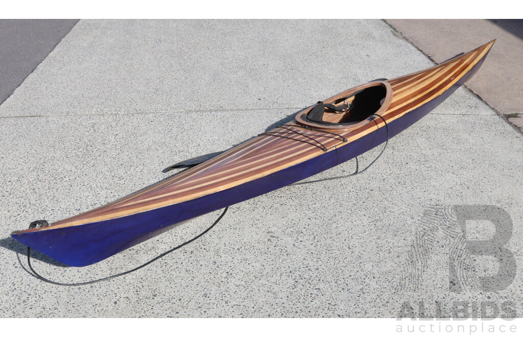Large Vintage Fibreglass Kayak with Paddle
