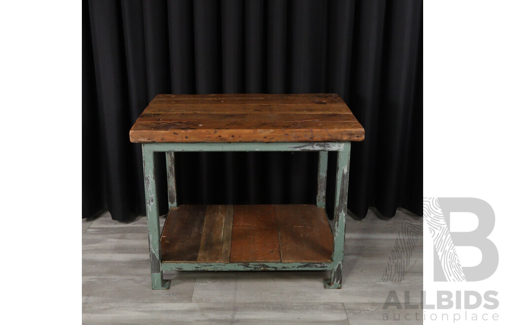 Vintage Metal Based Works Bench with Oregan Top