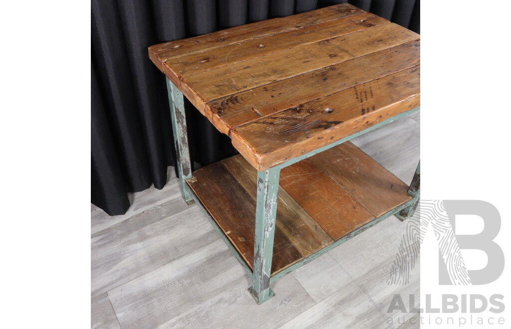 Vintage Metal Based Works Bench with Oregan Top