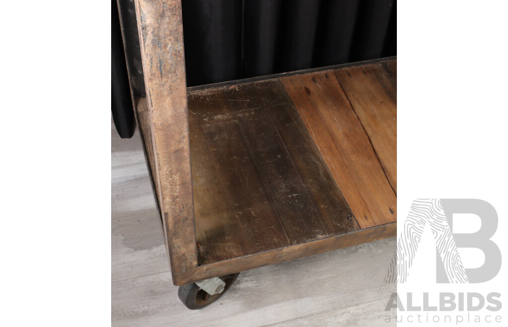 Vintage Metal Based Works Bench on Castors