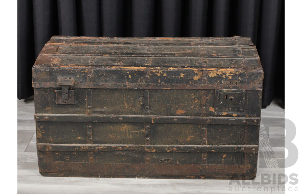 Turn of the Century Timber Bound Travel Trunk