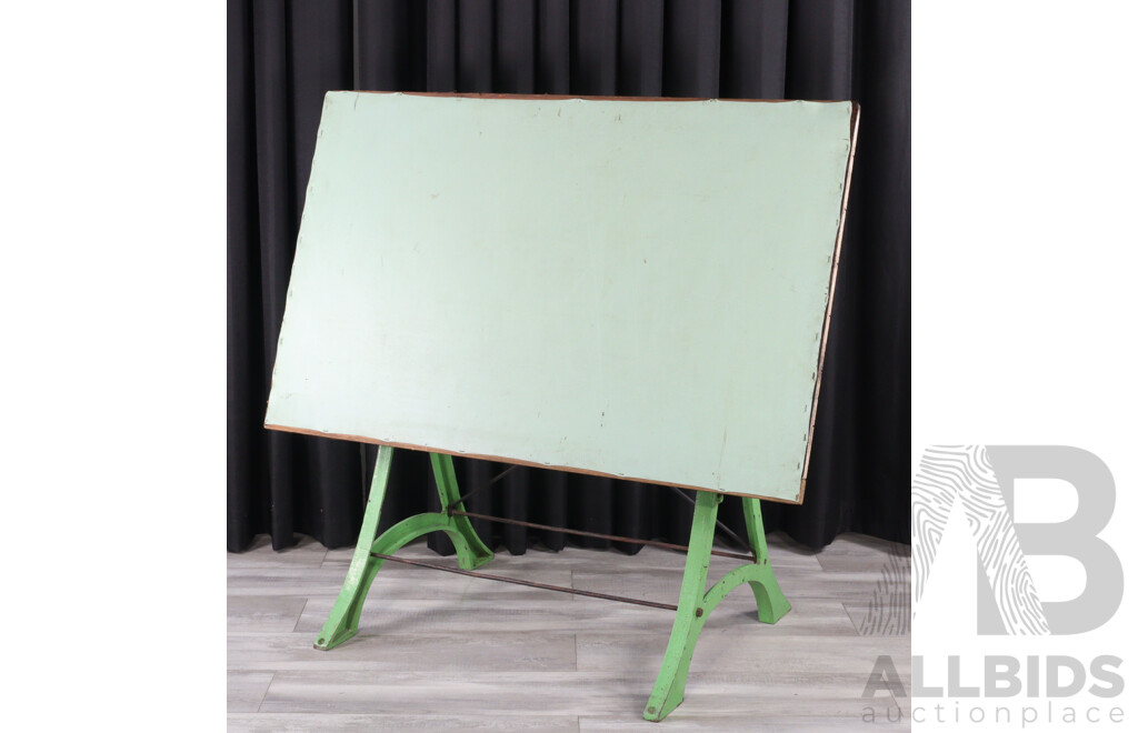 Vintage Draughtsmans Drawing Board on Cast Iron Base
