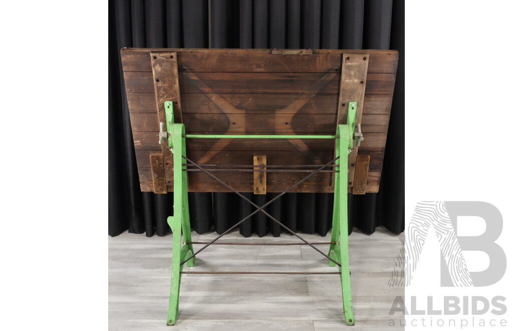 Vintage Draughtsmans Drawing Board on Cast Iron Base