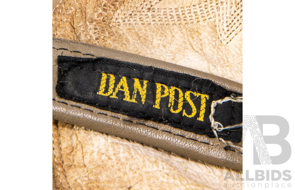 Pair American Made Snakeskin and Leather Cowboy Boots by Dan Post with RM Williams Leather Soles