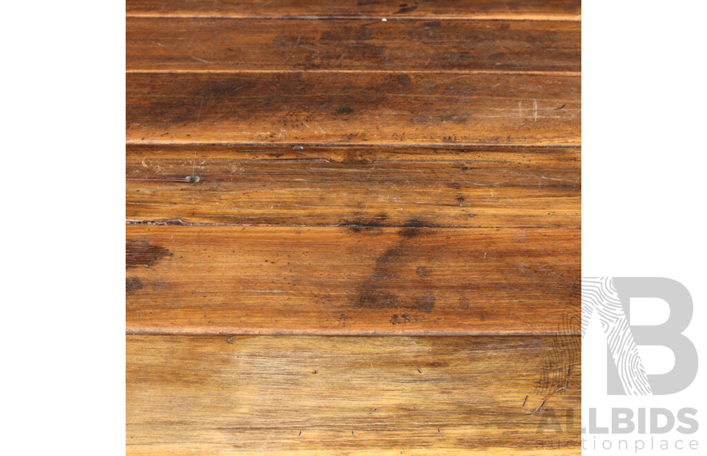 Vintage Timber Top Work Bench with Bespoke Metal Base