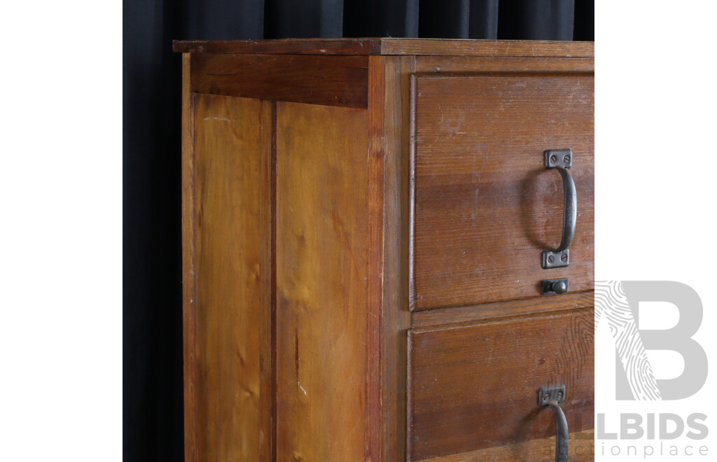 Vintage Oak Four Drawer Filing Chest