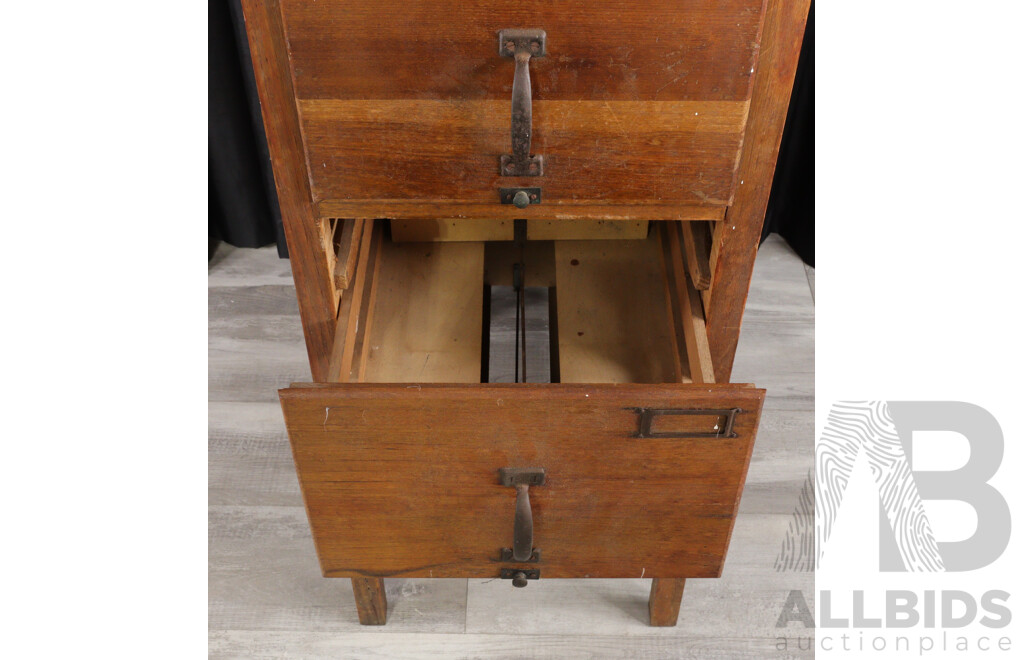 Vintage Oak Four Drawer Filing Chest