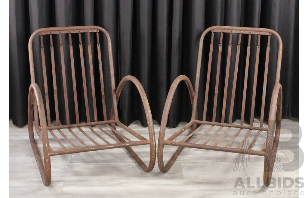 Pair of Rustic Metal Garden Chairs