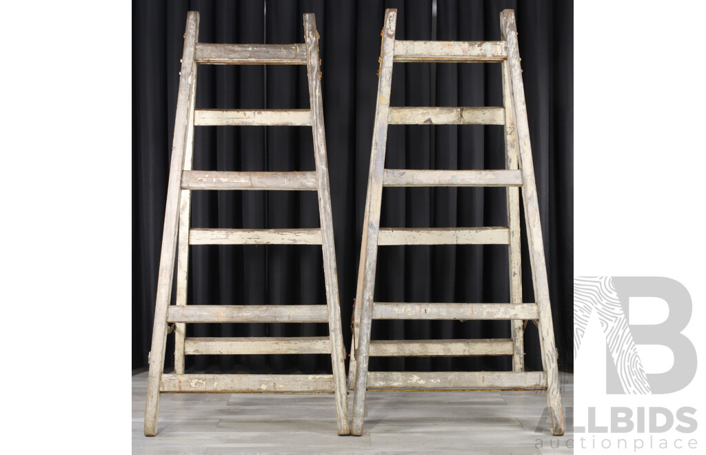 Pair of Large Timber a Frame Tressles