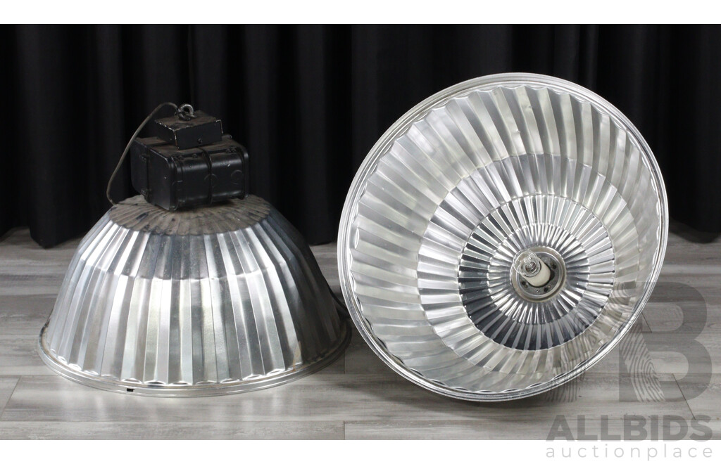 Pair of Modern Converted Aluminium Factory Lights