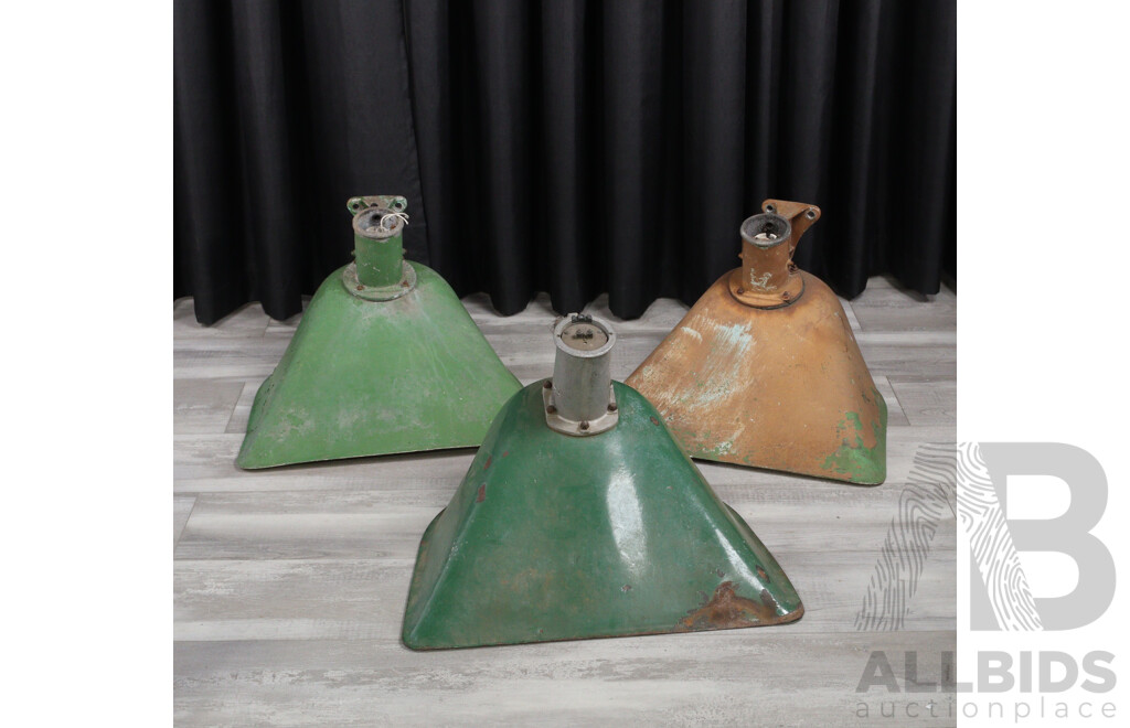 Set of Three Vintage Tennis Court Light Shades