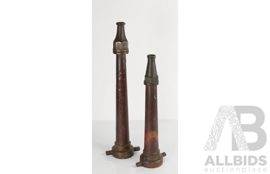 Pair of Graduated Brass Fire Hose Nozzles