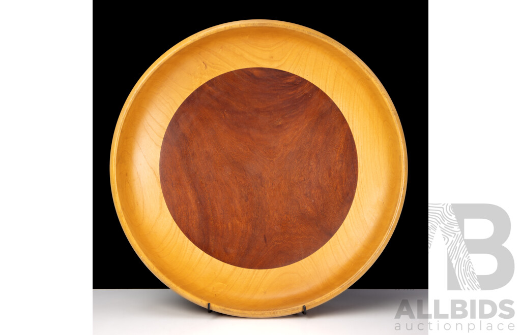 Large Hand Made Turned Wooden Centrepiece Dish by Alan Schmidt in Ash & Rosewood