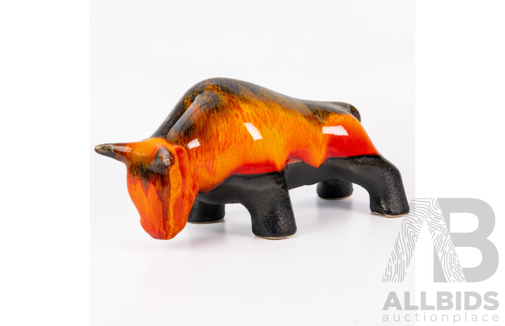 Fantastic Ellis Pottery Bull with Great Glaze