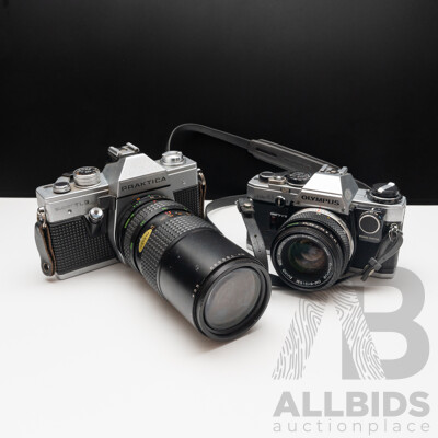 Olympus OM10 with a 50mm F/1.8 Lens and Praktica Super TL3 with Flexar Auto Zoom MC 80-200mm F/4.5 Lens