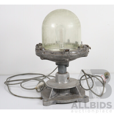 Converted Vintage Factory Lamp on Cast Iron Base