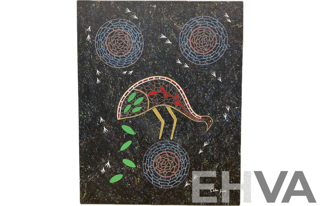COLIN FIELDS, Emu Artwork, Acrylic on Canvas (100x80Cm)