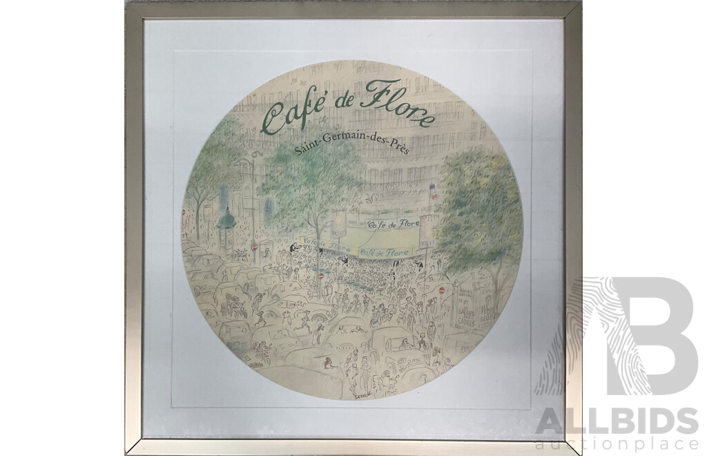 The Cafe' De Flore, Paris Print with Frame (60x60x2cm)