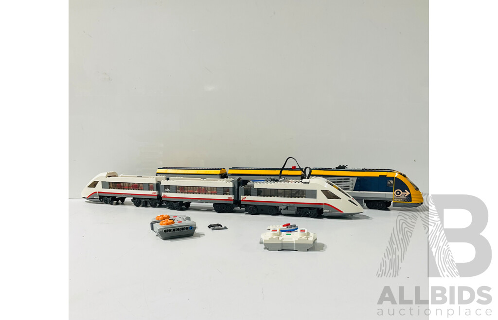 Two Partially Built Lego Train Sets Including Power Functions and Controllers Including Sets #60051 and #10233