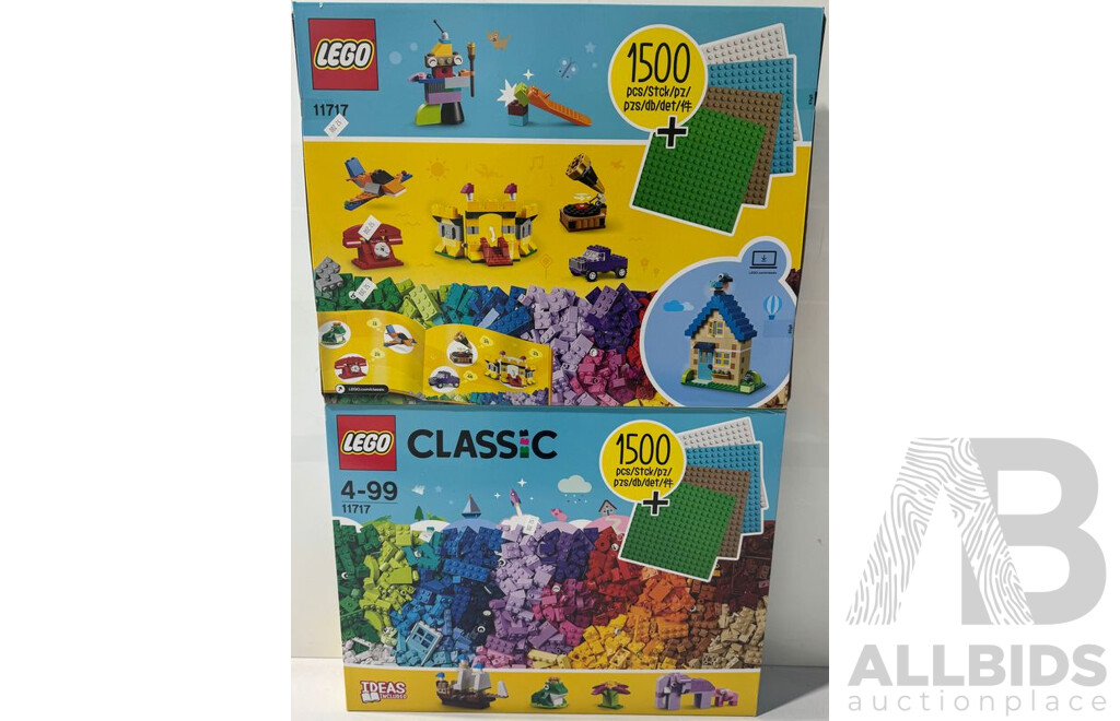 Two Retried Lego Sets, New Old Stock, 1500 Building Set 11717, New Sealed in Box