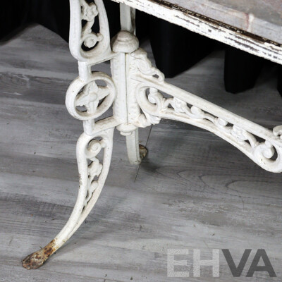 19th Century French Cast Iron Cafe Table with Marble Top