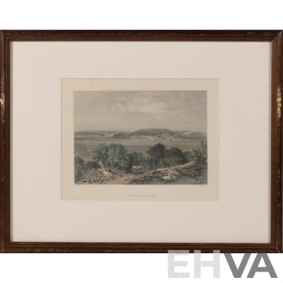 John Skinner Prout, (19th C., British, 1805-1876), Mount Macedon, Victoria & Three More Works, Vintage Hand Coloured Steel Engraving Prints of Originals, 29.5 x 37 cm (frames) (4)