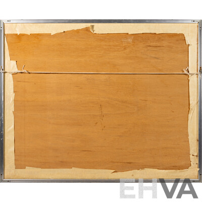 Artist Unknown, (20th Century, Balinese), Workers in the Fields, Original Vintage Handpainted Ink & Pigment on Canvas Cloth Backed on Thin Wooden Panel, 67 x 82 cm (frame)