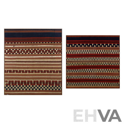 Artists Unknown, (Indonesian School), Pair Late 19th-Early 20th C. Framed Metal Threaded Tapis Cloths, 138 x 120 cm (largest) (2)