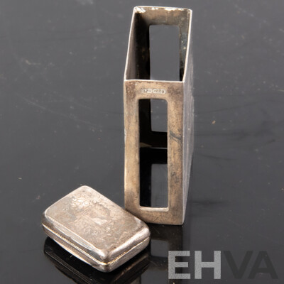 Antique Sterling Silver Vinaigrette, Sterling Silver Matchbox Case with Engraved Monogram