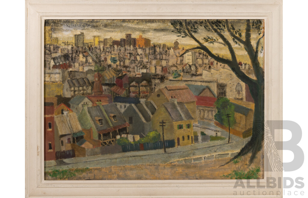 Alannah Coleman, (20th Century, Australian, 1918-1998), Woolloomooloo (c1940s), Oil on Board, 50 x 65 cm (frame)