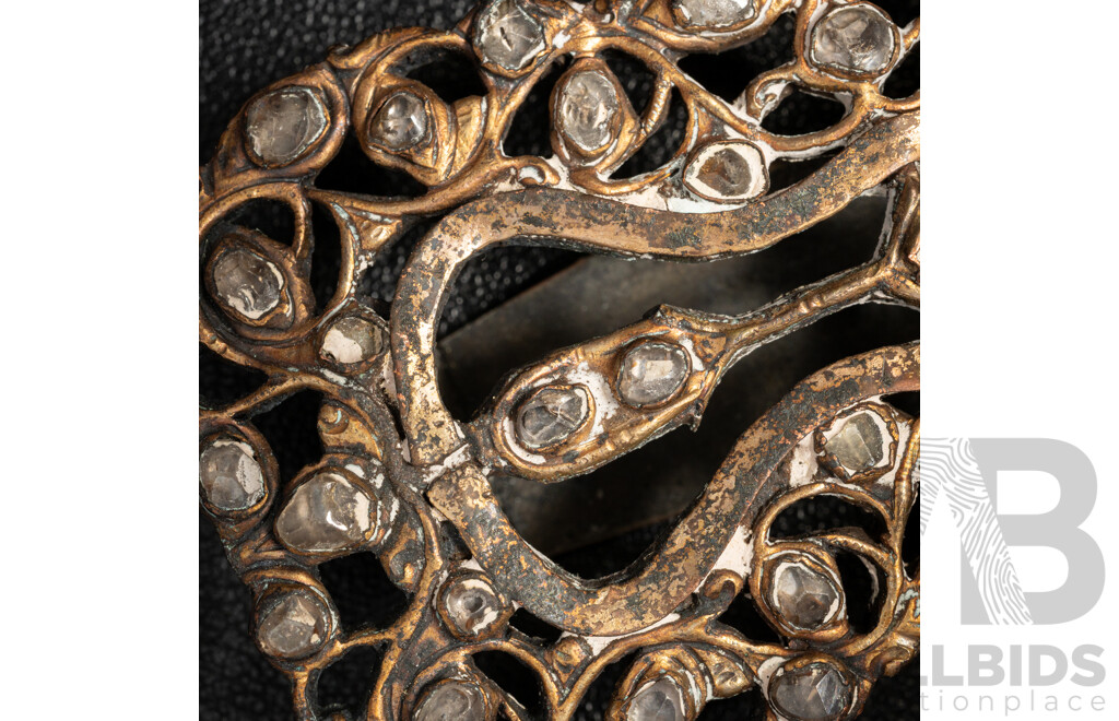 Antique Polki Diamond Sino-Tibetan Slider Belt Buckle