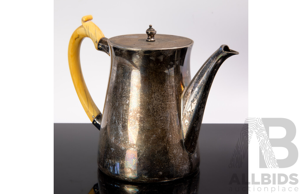 Antique English Sterling Silver Teapot with Ivory Handle, Garrards, London,.1881
