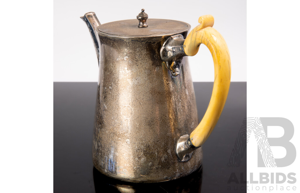 Antique English Sterling Silver Teapot with Ivory Handle, Garrards, London,.1881