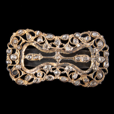 Antique Polki Diamond Sino-Tibetan Slider Belt Buckle