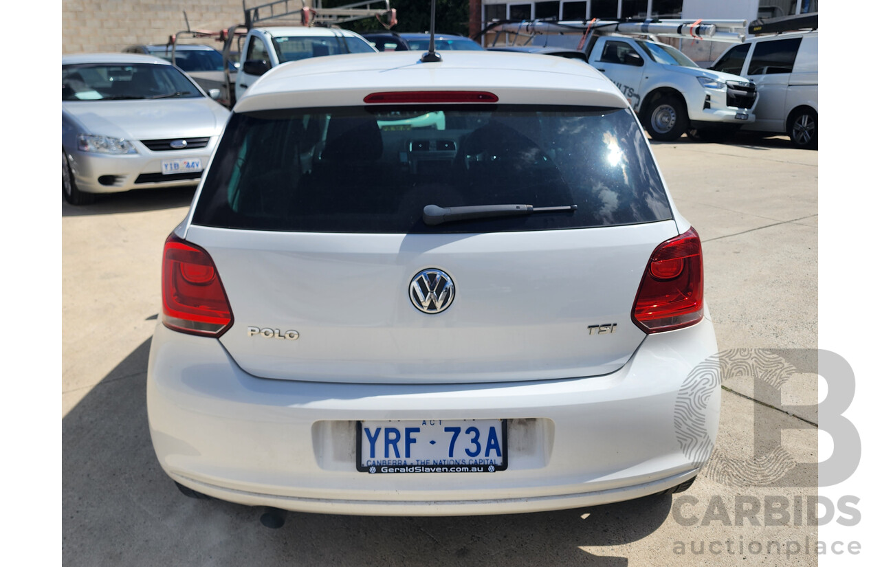 9/2012 Volkswagen Polo 77 TSI Comfortline 6R MY12 5d Hatchback White 1.2L