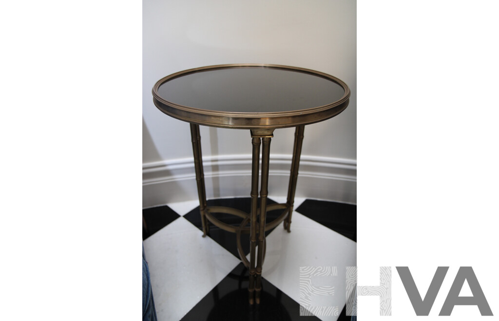 Modern Brass and Stone Top Occasional Side Table  