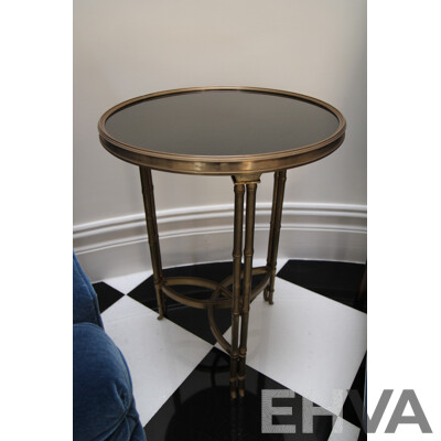 Modern Brass and Stone Top Occasional Side Table  