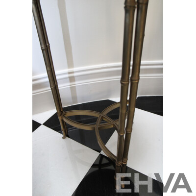Modern Brass and Stone Top Occasional Side Table  