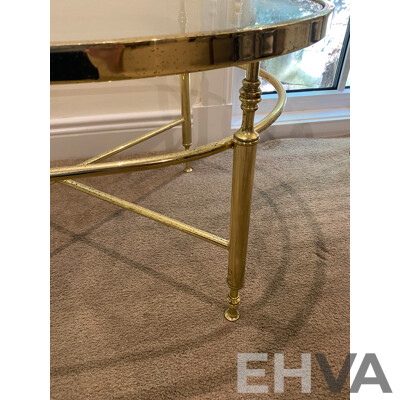 Oval Brass Glass Coffee Table 