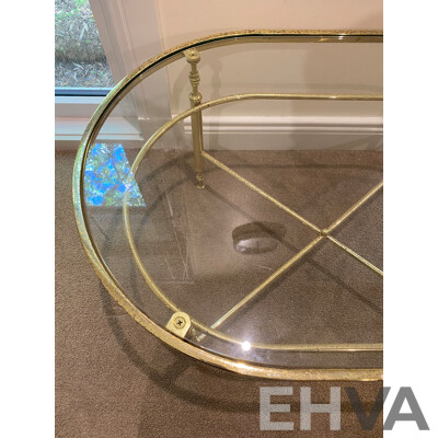Oval Brass Glass Coffee Table 
