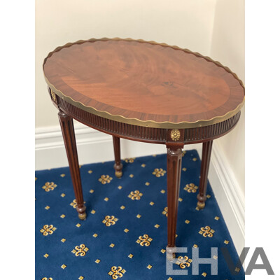 BAKER Oval Side Table with Brass Shaped Gallery  