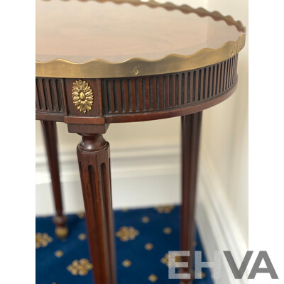BAKER Oval Side Table with Brass Shaped Gallery  