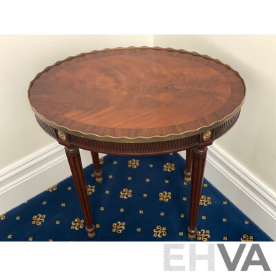 BAKER Oval Side Table with Brass Shaped Gallery  