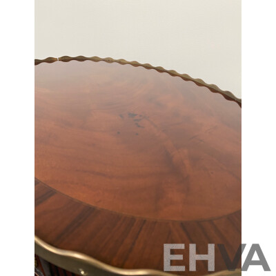 BAKER Oval Side Table with Brass Shaped Gallery  