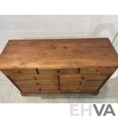 Solid Wood 7 Drawer Dresser and Bedside Table with 3 Drawers - Lot of 2